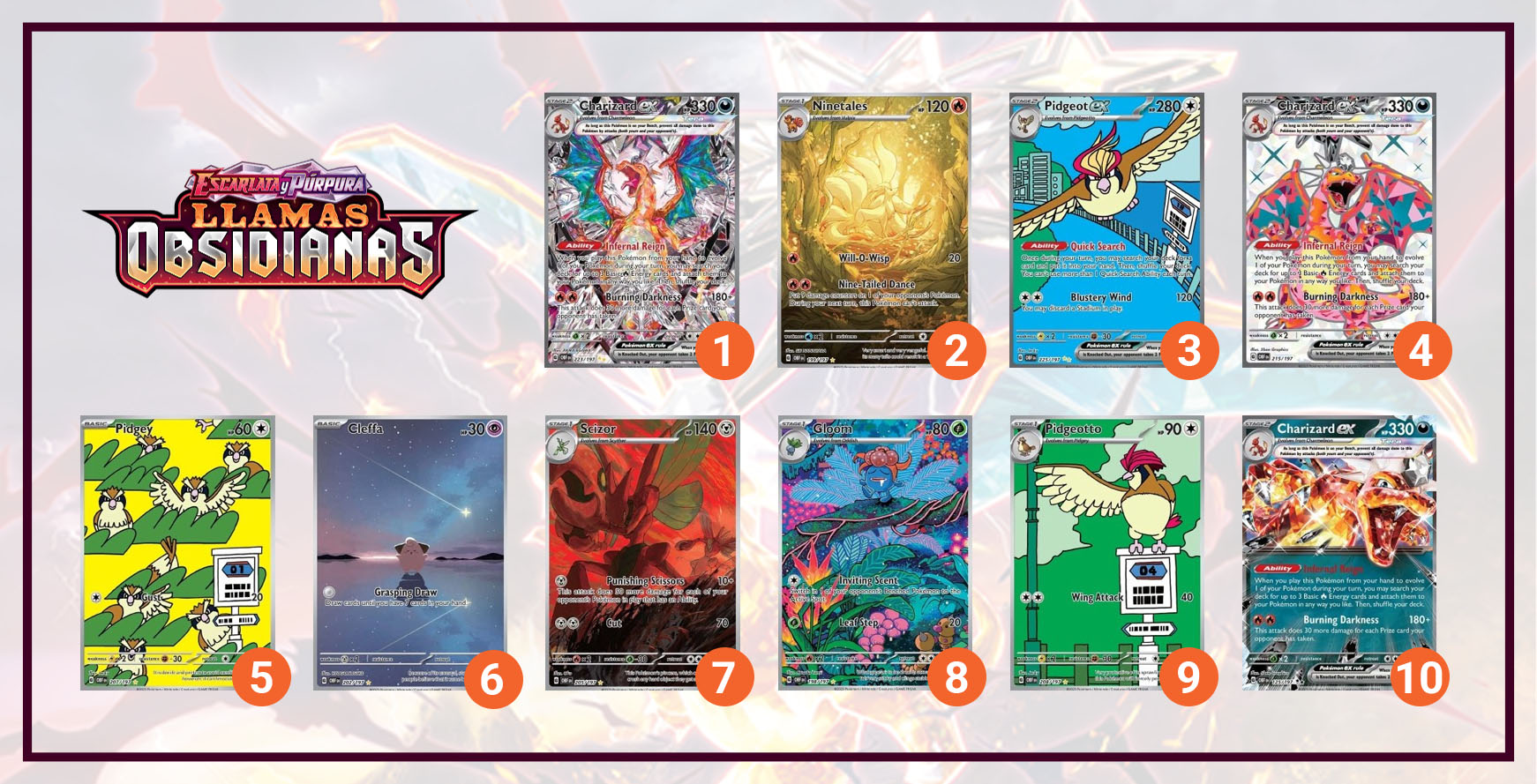 TOP 10 mejores cartas pokemon obsidian flames